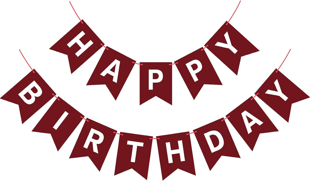 Orange Happy Birthday Banner Birthday Sign for Backdrop Happy - Burgundy