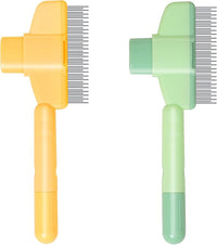 Pet Hair Removal Comb,New Cat Brush with Release Button,Pet Grooming Brush for Short&Long Pet Hair,Deshedding Brush for Pet (green)