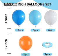 Blue Silver Balloon 12Inch Dark Metallic Blue Silver Confetti Latex - Blue and Orange - image 2