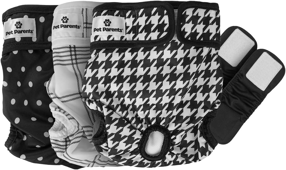 Pet Parents Washable Dog Diapers + Extendrs of Durable Doggie Diapers - Luxe / Large (19-27")