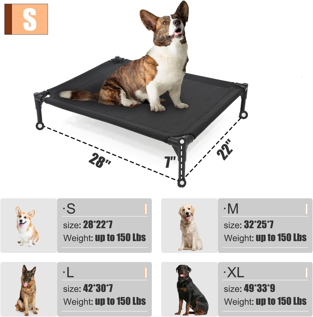 Garnpet Elevated Dog Bed for Large Dogs - Green / Small - image 2
