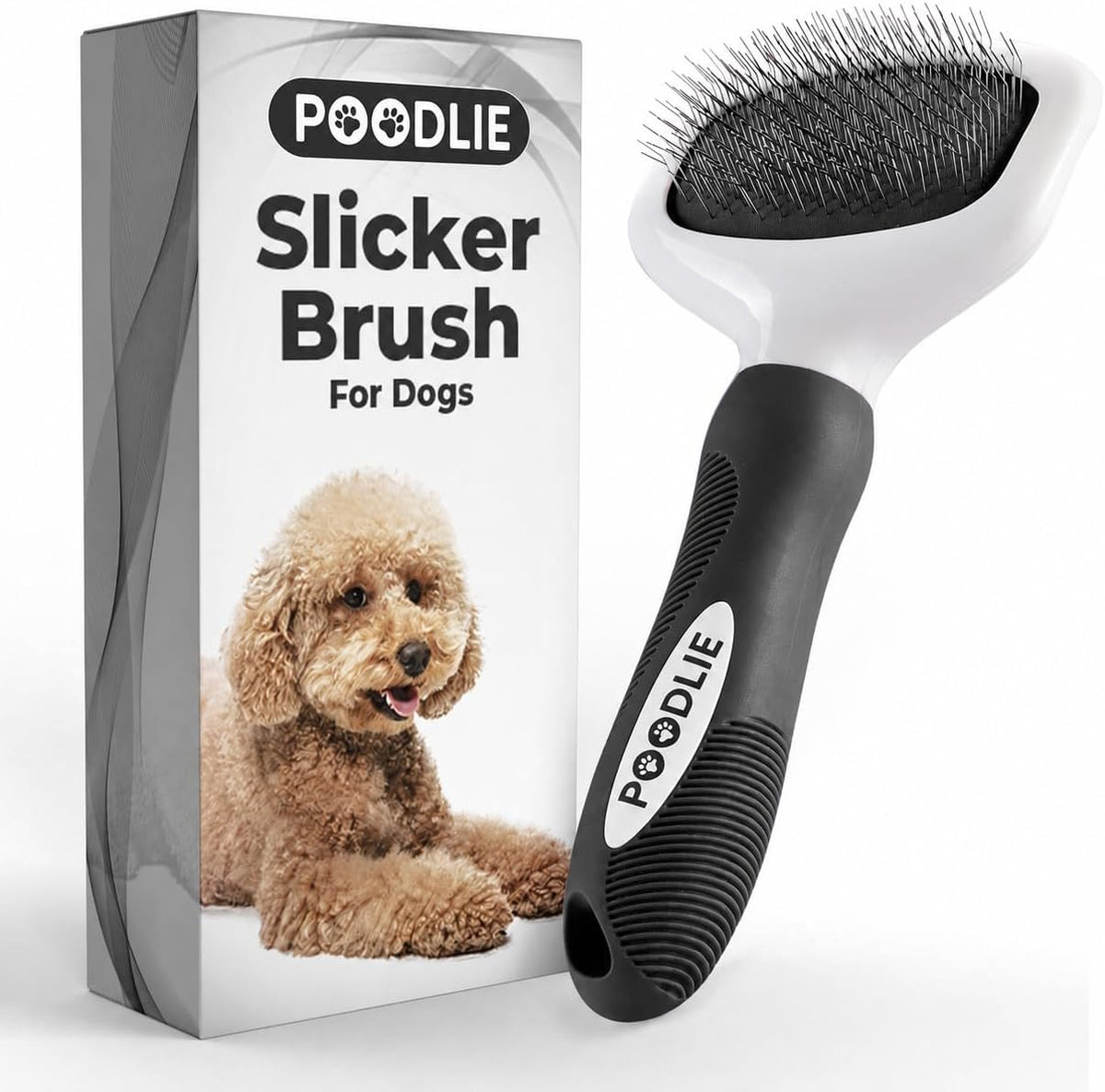 Poodle Pet Slicker Brush, For Dogs, Cats, and Rabbits - Black / Regular Size