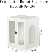 Cat Litter Robot Enclosure with Cat-Observant Glass Doors,Litter Robot Cabinet with Cozy LED for Cats,Reversible and Optional Entry(Left or Right),Power Outlet for More Choice, (White)
