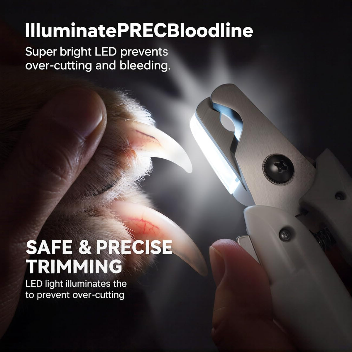 Dog Nail Clippers, All Steel Material, Built-in Spring - White‑LED Pet Nail Clipper - image 4