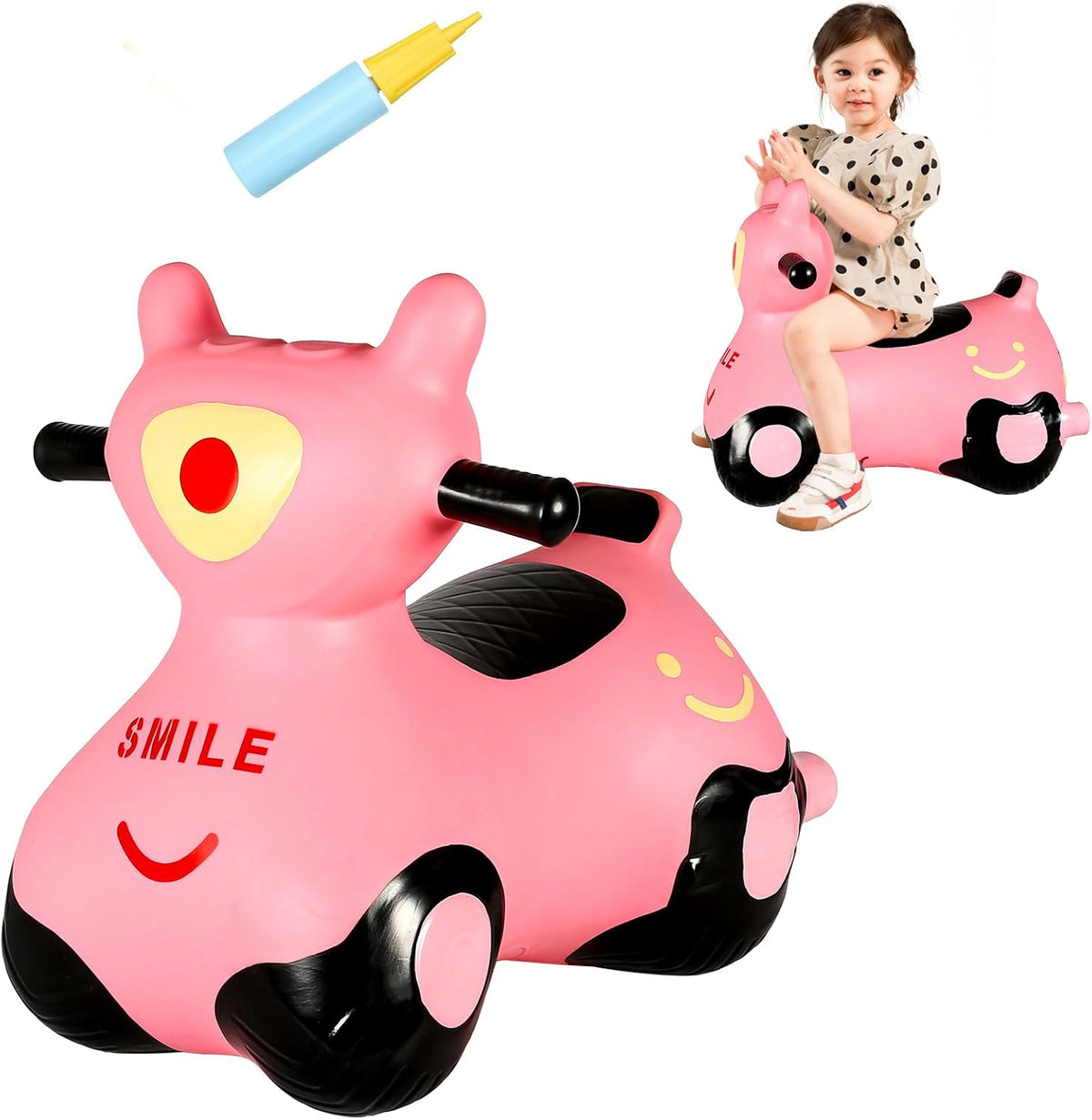 INPANY Bouncy Bull, Cow Hopper for Cowboys, Kid Gifts Toy - Pink Car Hopper
