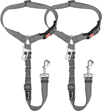 SlowTon Dog Seat Belt for Car - D.Grey / Medium/Large (Headrest + Clip)