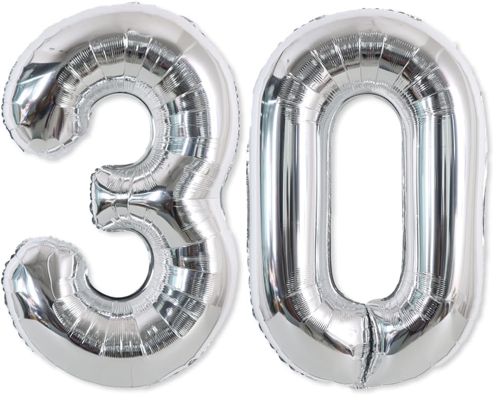 TONIFUL 40 Inch Red Number 3 Balloons Large Foil 3rd Birthday - Silver / 2 Count (Pack of 1)