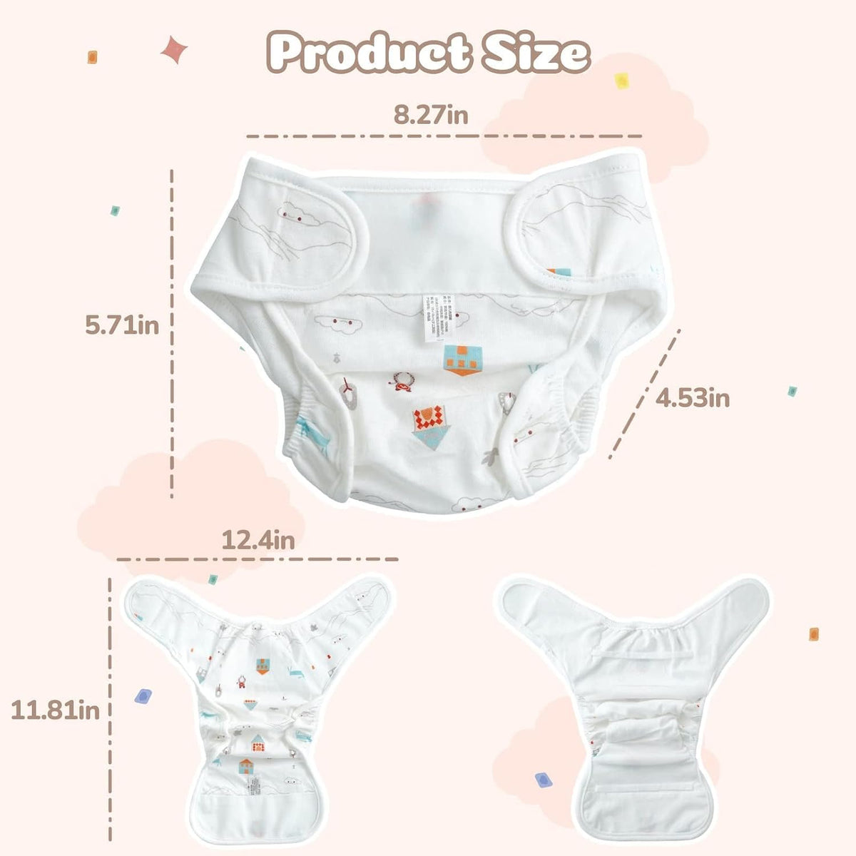Babeside reborn baby doll diapers in pineapple, fox, flamingo and house prints - view 3