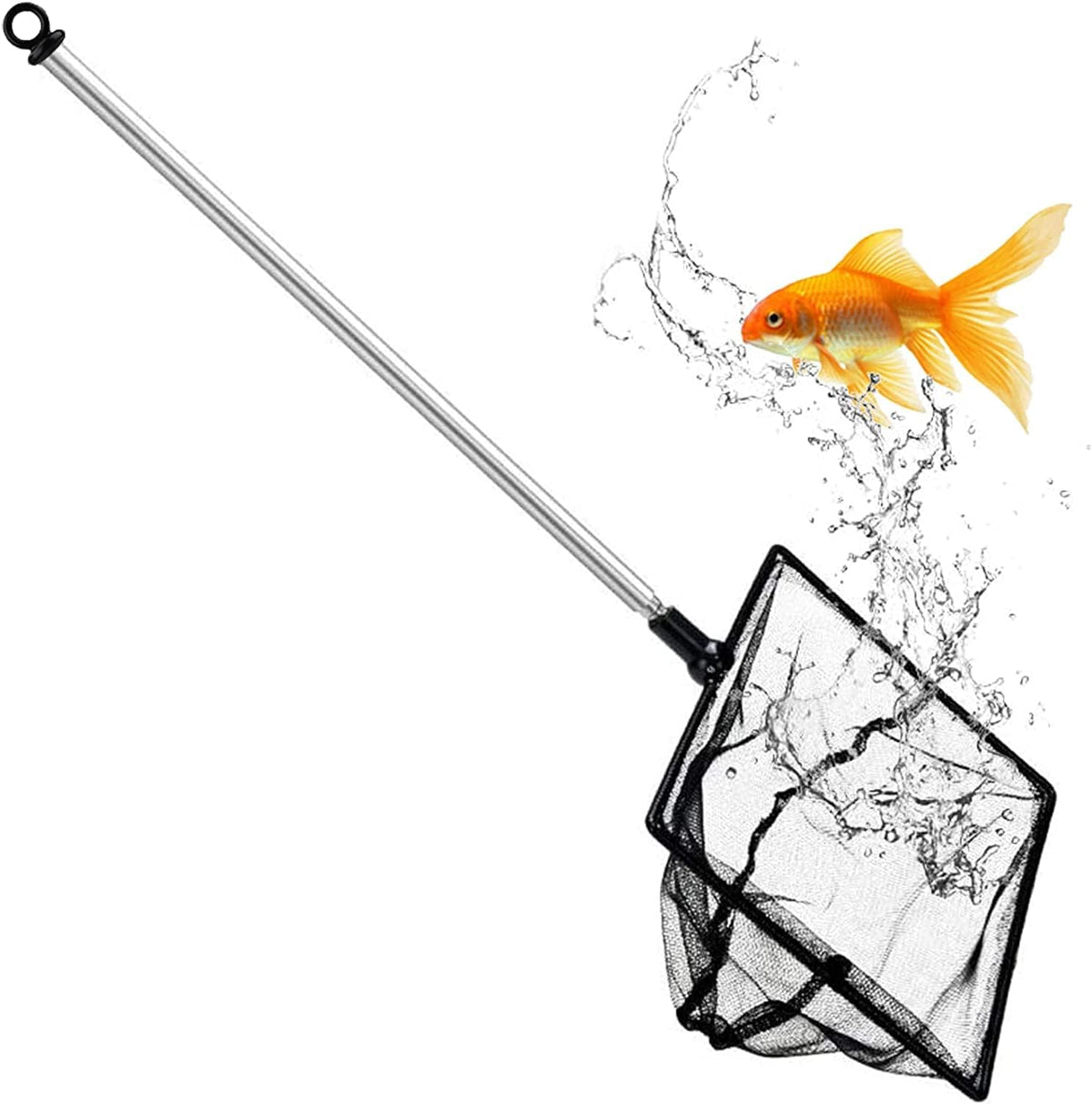 Fish Net for Fish Tank, Fine Mesh Aquarium Net with 9-24 Inch Stainless Steel Long Handle - 4 inch
