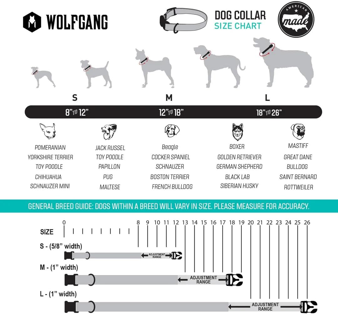 Wolfgang Heavy Duty, Adjustable Dog Collar with Quick Release Nylon Buckle for Walking & Training - Small (5/8 Inch x 8-12 Inch) / WolfMountain Print - image 4