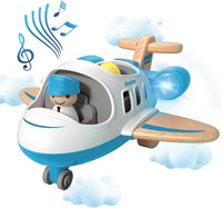 Wanborns kids airplane toy, wooden mini airliner with sound and light - view 2