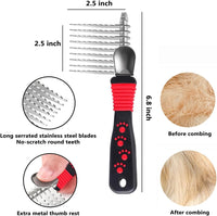 QUMY Dog Comb Kit-Dematting Rake Comb for Dogs Metal Cat Dog Grooming - image 2