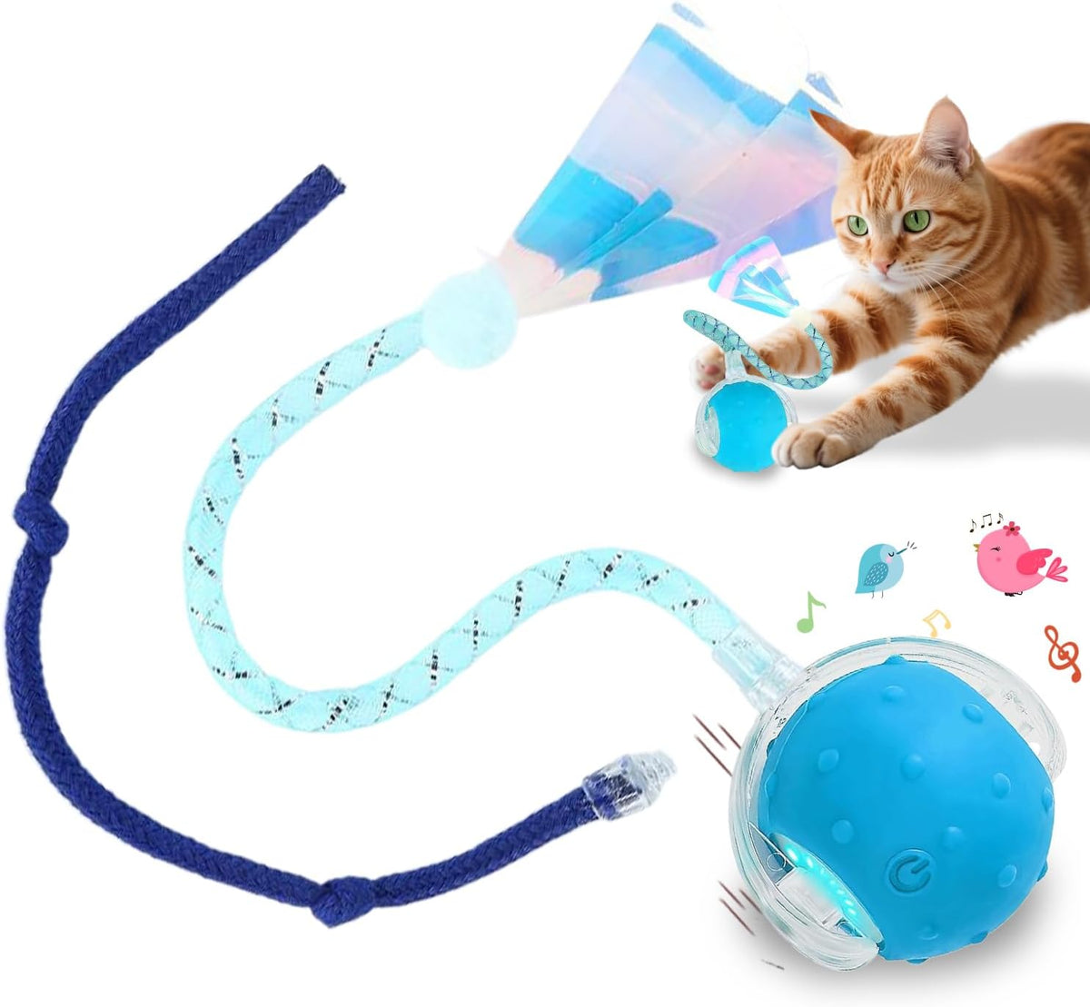 Interactive Cat Toys Smart Ball for Cats & Dogs! Now with 2 Rapid - Blue1