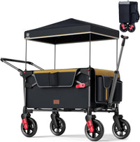 EVER ADVANCED Wagon Stroller for 2 Kids - Black Yellow / Folded Size: 27.5" x 9" x 16"