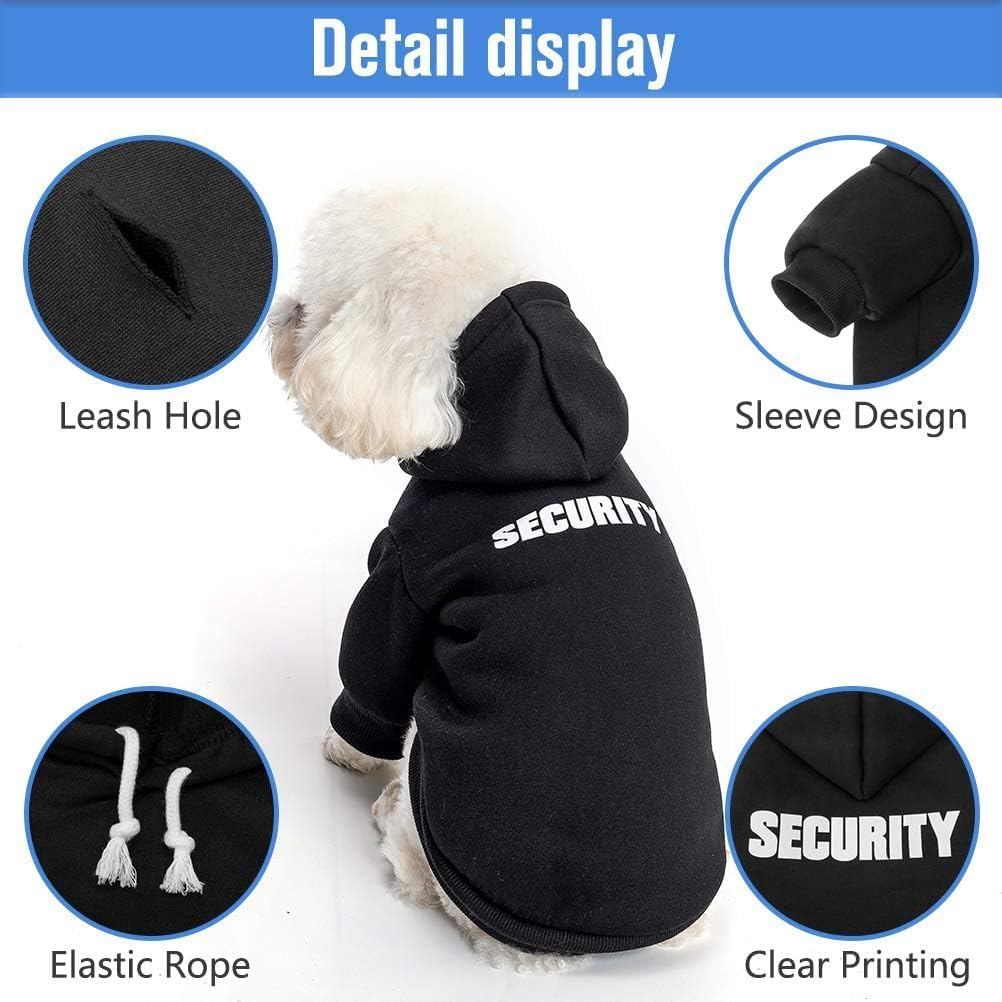 Security Dog Hoodie for Small Medium Large Dogs Boys Girls – Essentials for Dogs - #1 Black (SECURITY Printed) / X-Small - image 4