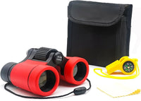 Kids Binoculars Ages 3-12 with Compass & Whistle – Fun for Kids & Family - Red