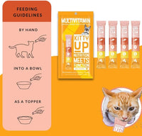 Lickable Cat Treat Pouches for Indoor Cats - All Natural Chicken Puree Tube Treats, Kitten and Senior Soft Wet Cat Treats - Grain Free, Lysine, Taurine; 12 Tubes .05 oz ea.
