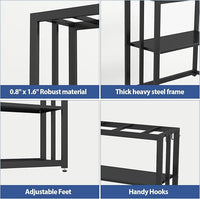 30.7" W x 13" Inch for 20-29 Gallon Long Fish Tank Stand With Storage Shelf, Aquarium Stand With Hooks,Heavy Duty Metal Turtle Reptile Tank Stand, Easy Assemble
