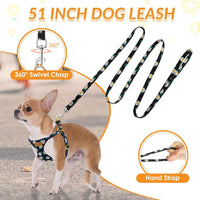 SlowTon No Pull Dog Harness with Leash for Small Medium Dogs - Medium(18-31lb) / Black Daisy - image 3