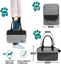 PetAmi Dog Purse Carrier for Small Dogs, Airline Approved Soft Sided Pet Carrier with Pockets, Ventilated Dog Carrying Bag for Puppy Cat, Dog Travel Supplies Bag, Sherpa Bed, Max 12 lbs, Stripe Black