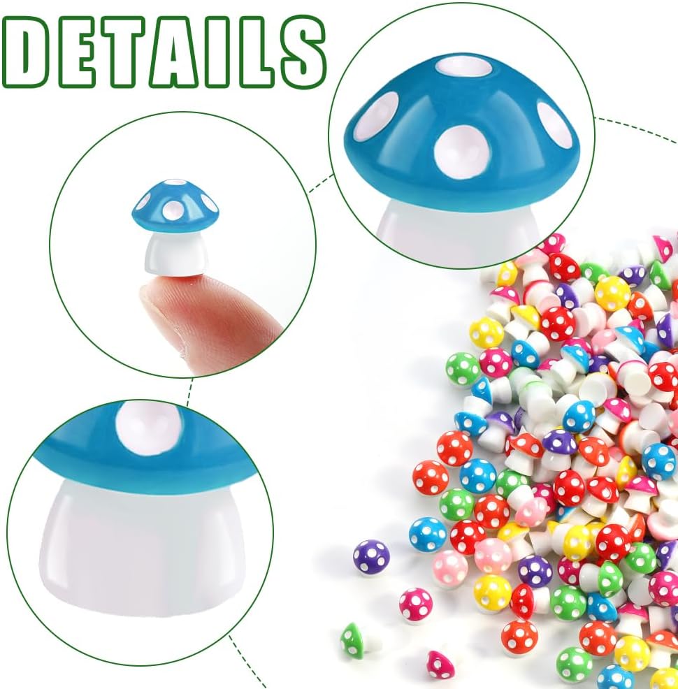 DIYDEC 60PCS Luminous Mini Resin Animals 60 Styles Miniatures Glow - 100pcs Mini Resin Mushroom - image 4