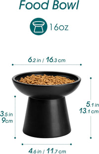 vancasso 2-Pack 6.2" Wide Elevated Cat Bowls - Black / Double Food Bowl Set - image 2