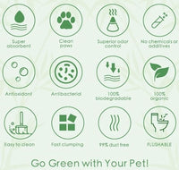 Plant-Based Bamboo Fiber Cat Litter, Green & Eco Friendly, Flushable & Resealable, Instant Clumping, Dust Free, Odor Control, 5.3Pounds, Unscented