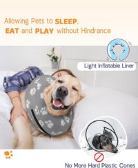 Supet Inflatable Dog Cone Collar for Large Medium Small Dogs, Soft Cone Collar for Dogs Cats, ECollar Doggie Neck Donut Dog Cone Alternative After Surgery