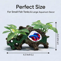 2-Pack Aquarium Decor Fish Tank Decorations 6-inch Betta Fish Tank - F Driftwood Cave Silk Plants - image 3
