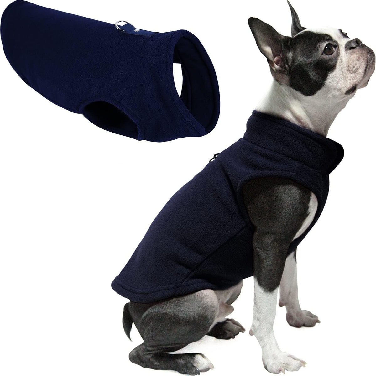 Gooby Fleece Vest Dog Sweater - Navy / Medium (Around 11-lb)