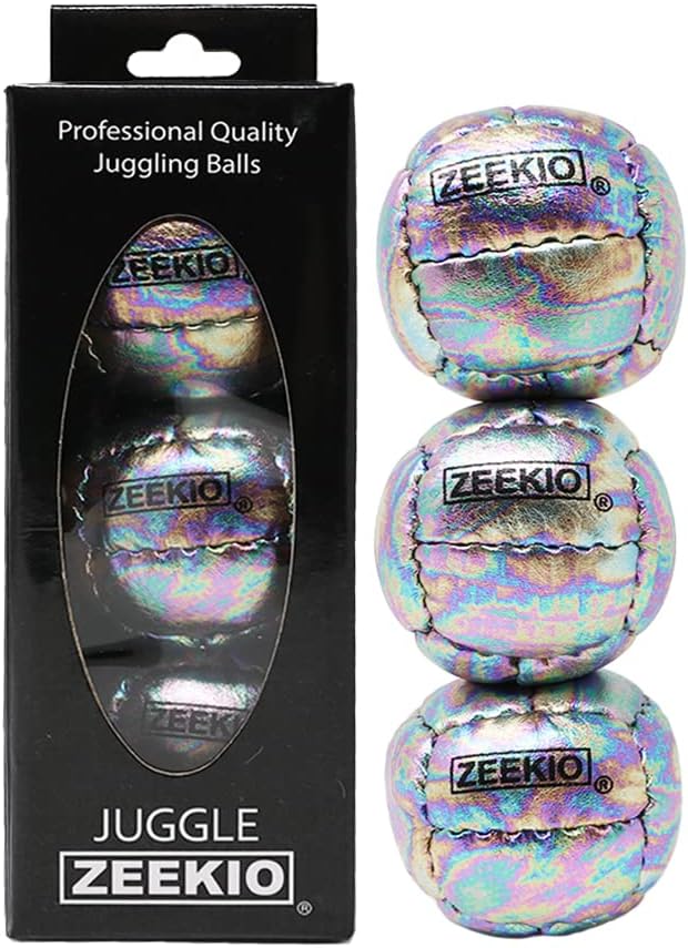 Zeekio Galaxy 12 panel leather juggling balls, pack of 3 in dark blue
