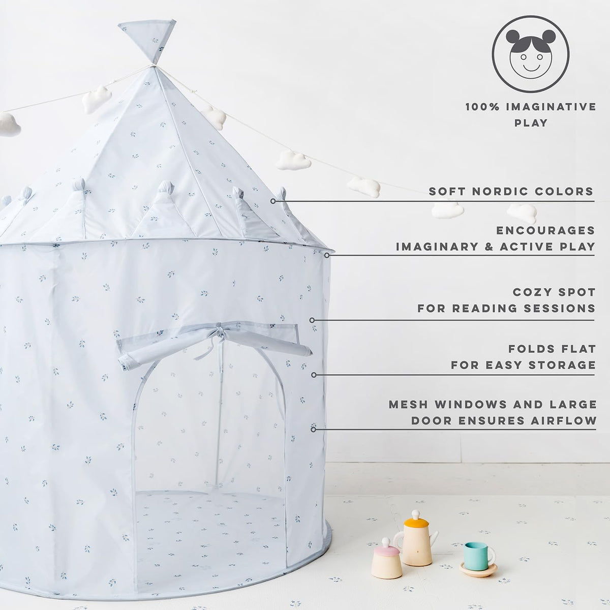 3 Sprouts Kids Play Tent for Ages 3 to 10 - Blueberry Mist - image 3