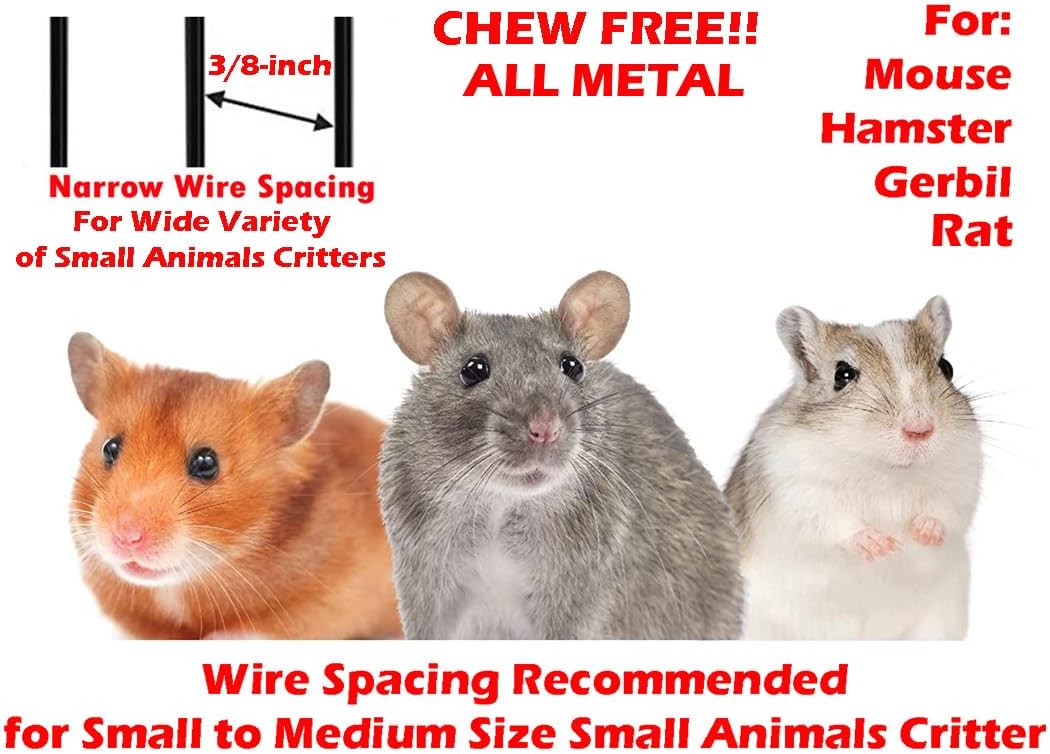3-Levels Portable Rat Sugar Glider Mouse Small Animal Critter Metal - Black / Small