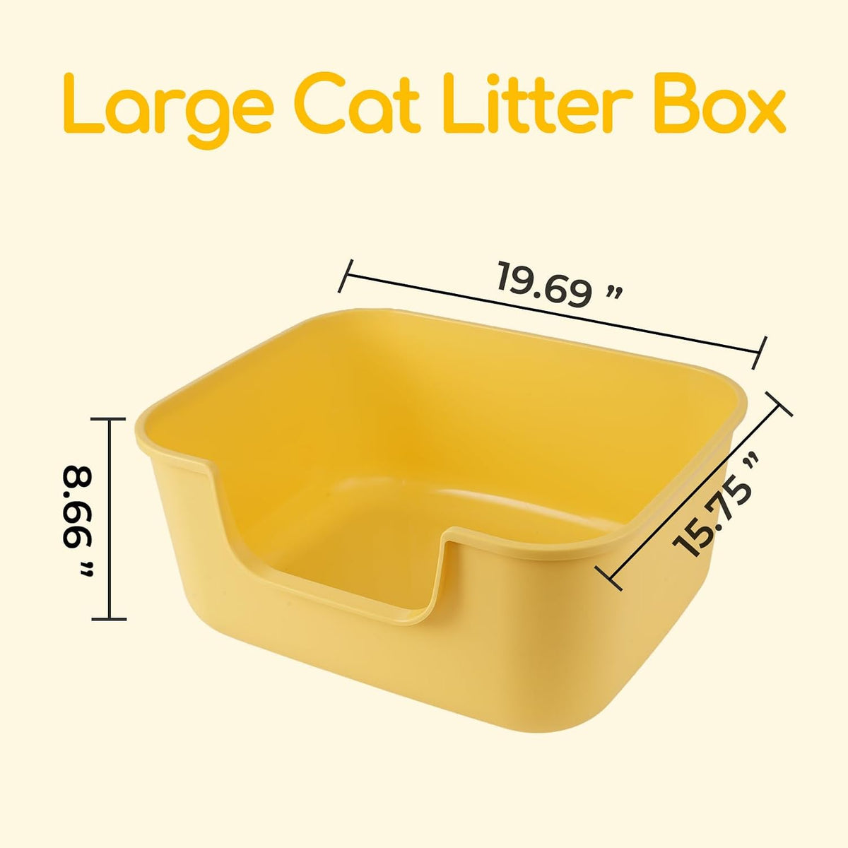 Large Cat Litter Box with High Sides, Cat Boxes for Indoor Cats - Long Side Entry-White - image 3