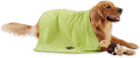 Bone Dry Pet Grooming Towel Collection Absorbent Microfiber X-Large - Embroidered Lettuce Green / 41x23.5"