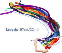 DILIMI rainbow ribbon hand kite set of 2 with natural wood rings - view 8