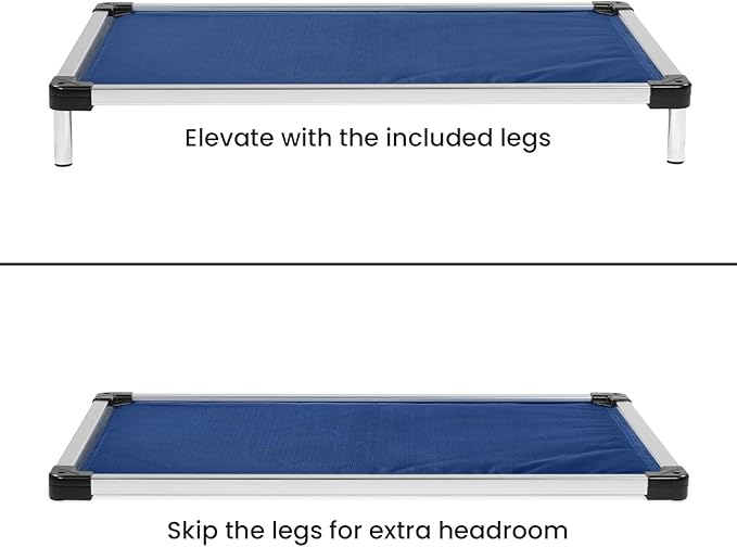 K9 Ballistics Chew Proof Armored Padded Dog Crate Bed, Virtually Indestructible, Legs Included (Blue Quartz, Medium (35" L x 22" W x 4.5" H))