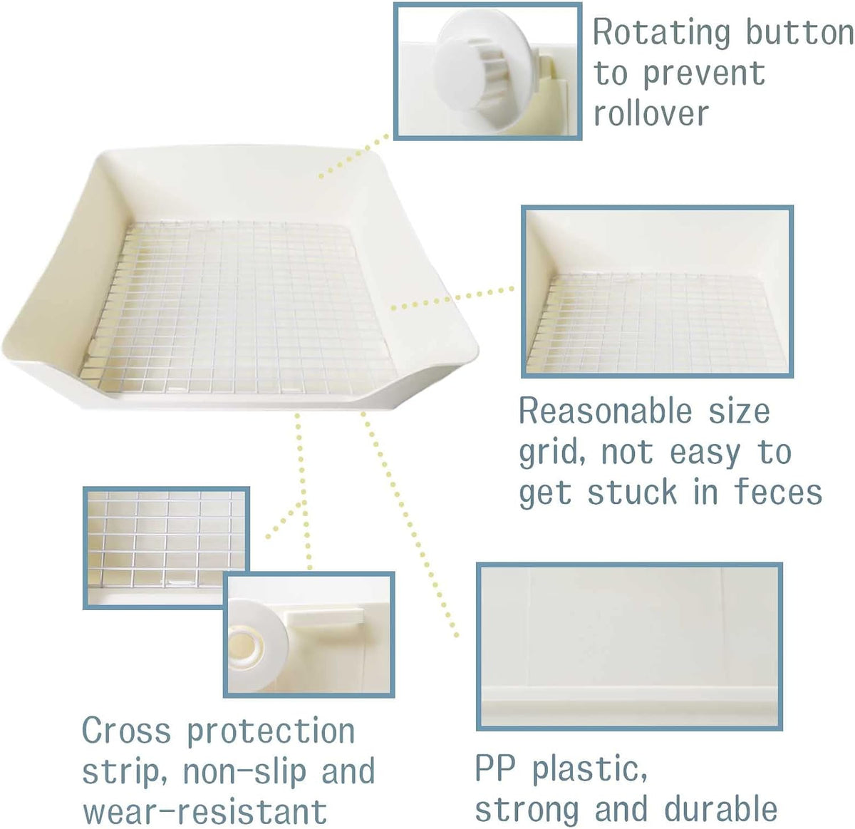 Fhiny Large Rabbit Litter Box for Cage - White - image 4