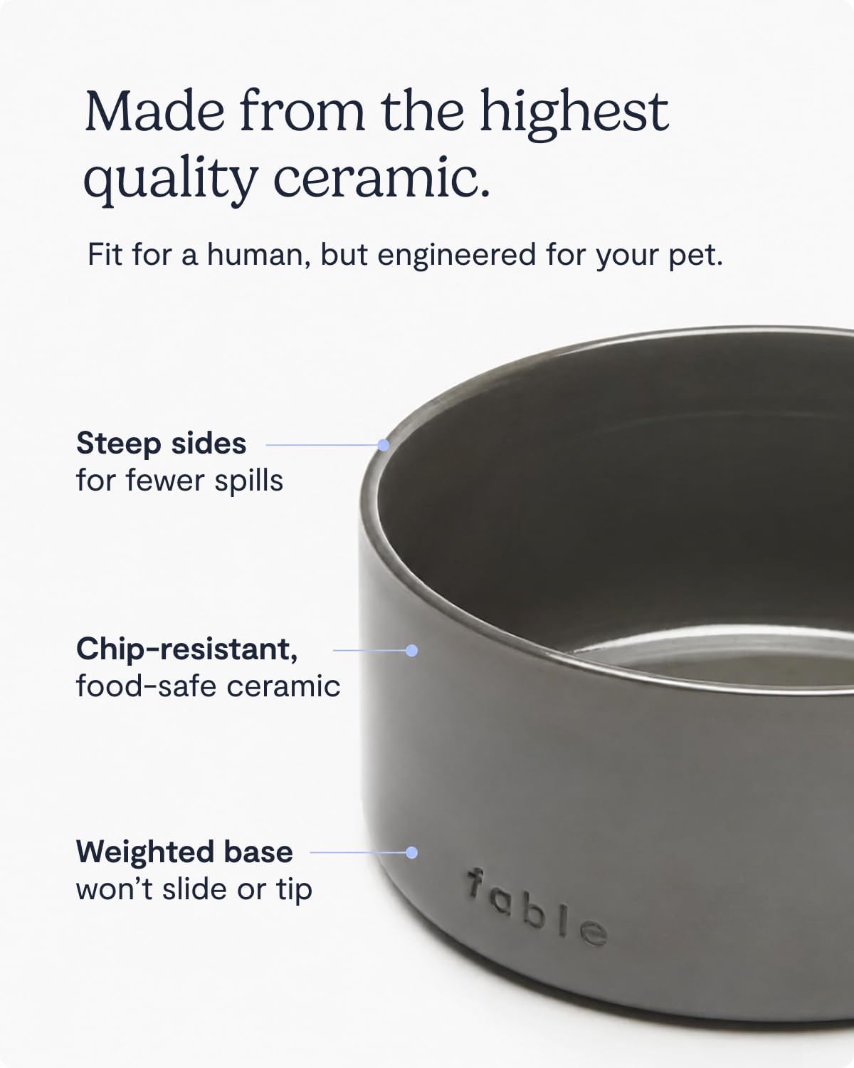 Fable Pets Ceramic Dog Bowl and Cat Dish - M/L/XL / Tofu - image 4
