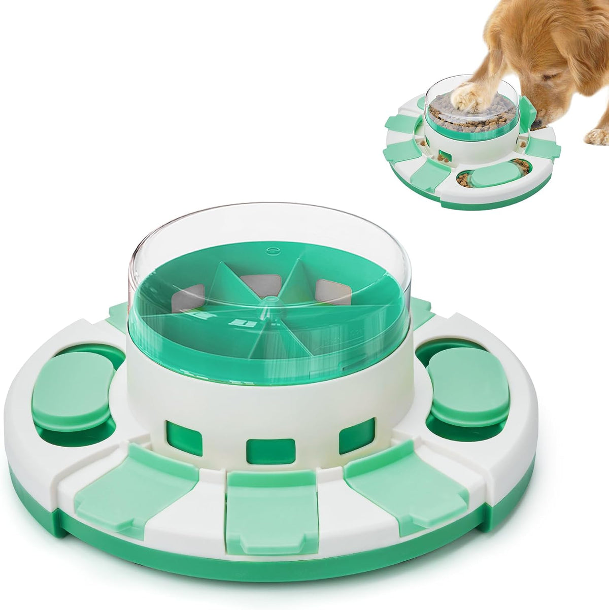 Potaroma Dog Puzzle Toy 2 Levels, Slow Feeder - Green White