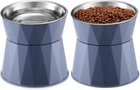 Lallisa 2 Pcs Elevated Cat Bowls, Adjustable Raised Feeder - Blue
