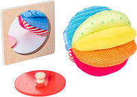 Adena Montessori Play Kit: Knob Puzzle, Drum & Ball, 6-12m – Fun for Kids & Family - Mirror Peekaboo Knob Puzzle & Fabric Ball