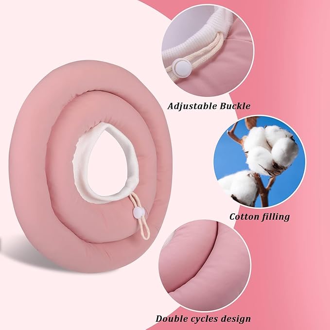 IDOMIK Dog Recovery Collar, Waterproof Soft Dog Cone After Surgery, Comfy Protective Elizabethan Collar Alternative for Dogs Cats, Adjustable Pet Neck Donut Cone Anti-Licking Biting Wounds,Pink,2XL