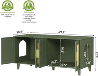 Boho Cat Litter Box Enclosure for 2 Cats, Green and Natural – Essentials for Cats - Green - image 3