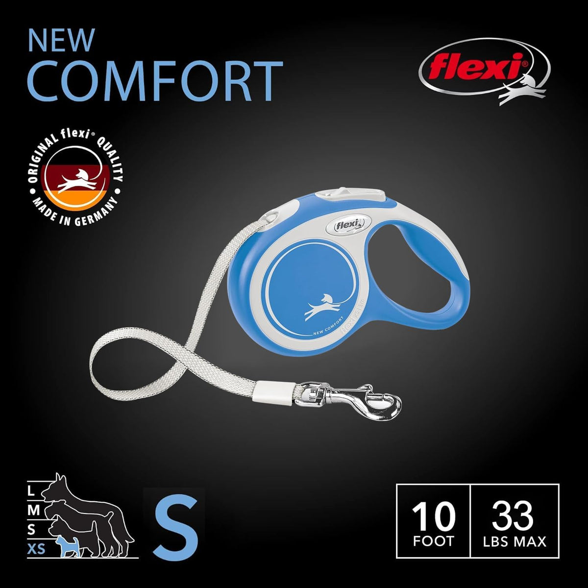 FLEXI Comfort Tape Retractable Dog Leash - Small - 16 Feet / Blue - image 2