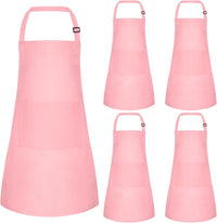 5 Pack Kids Apron Adjustable Children Apron with 2 Pockets Children - Pink / 5