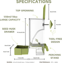 Automatic Bird Feeder, Bird Cage Feeder with Perch for Parakeet Canary Cockatiel Finch – Essentials for Birds - Green - image 3