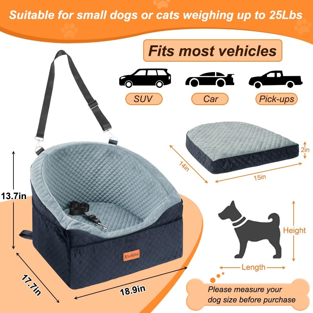 Vivifying Dog Car Seat for Small Dogs - Gray&Black - image 2