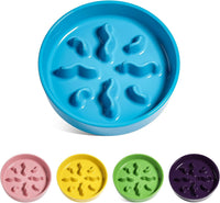 Ceramic Slow Feeder Dog Bowls Small Breed - Blue / S-0.5 Cups