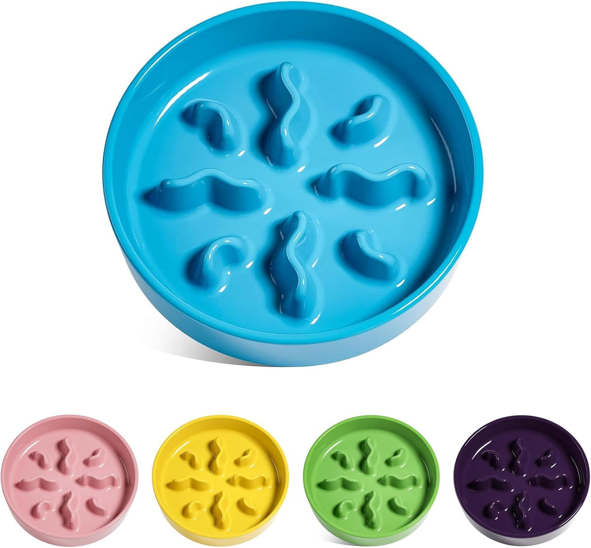 Ceramic Slow Feeder Dog Bowls Small Breed - Blue / S-0.5 Cups